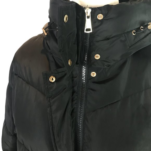Cameo Rose Ladies Longline Puffer Coat Jacket Black Sz 12 Hooded Quilted Padded - Picture 5 of 14
